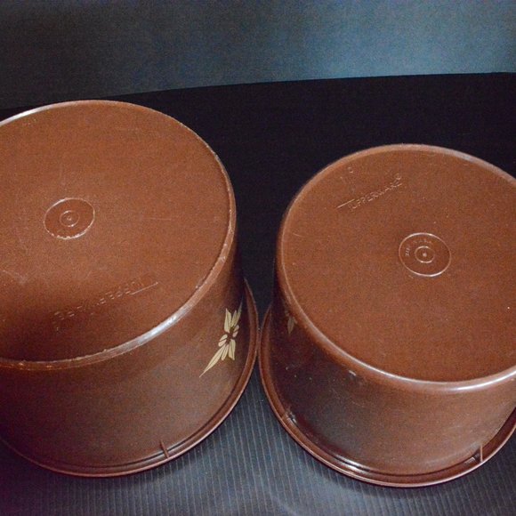Vintage 1970s Tupperware Chocolate Brown Nesting Containers Canisters Set No Lid - Picture 6 of 7